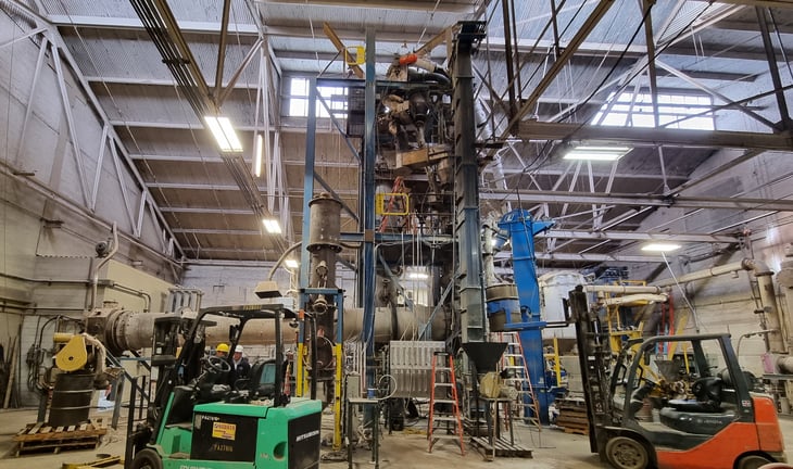 Rotary kiln setup at FLSmidth facilities.