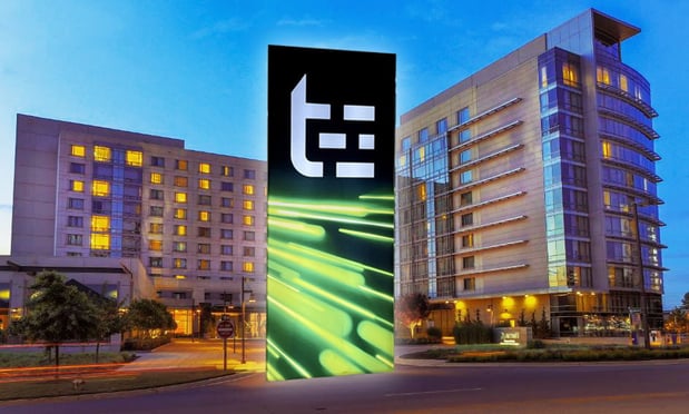 Bethesda North Marriot conference center pictured with timegate illustration.