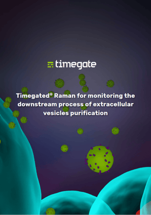 Timegated® Raman for monitoring the downstream process of extracellular vesicles application note cover.
