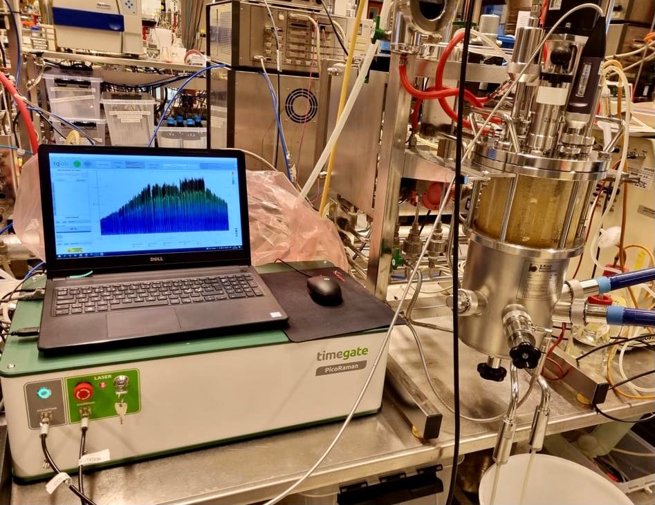 Timegates PicoRaman connected to bioreactor